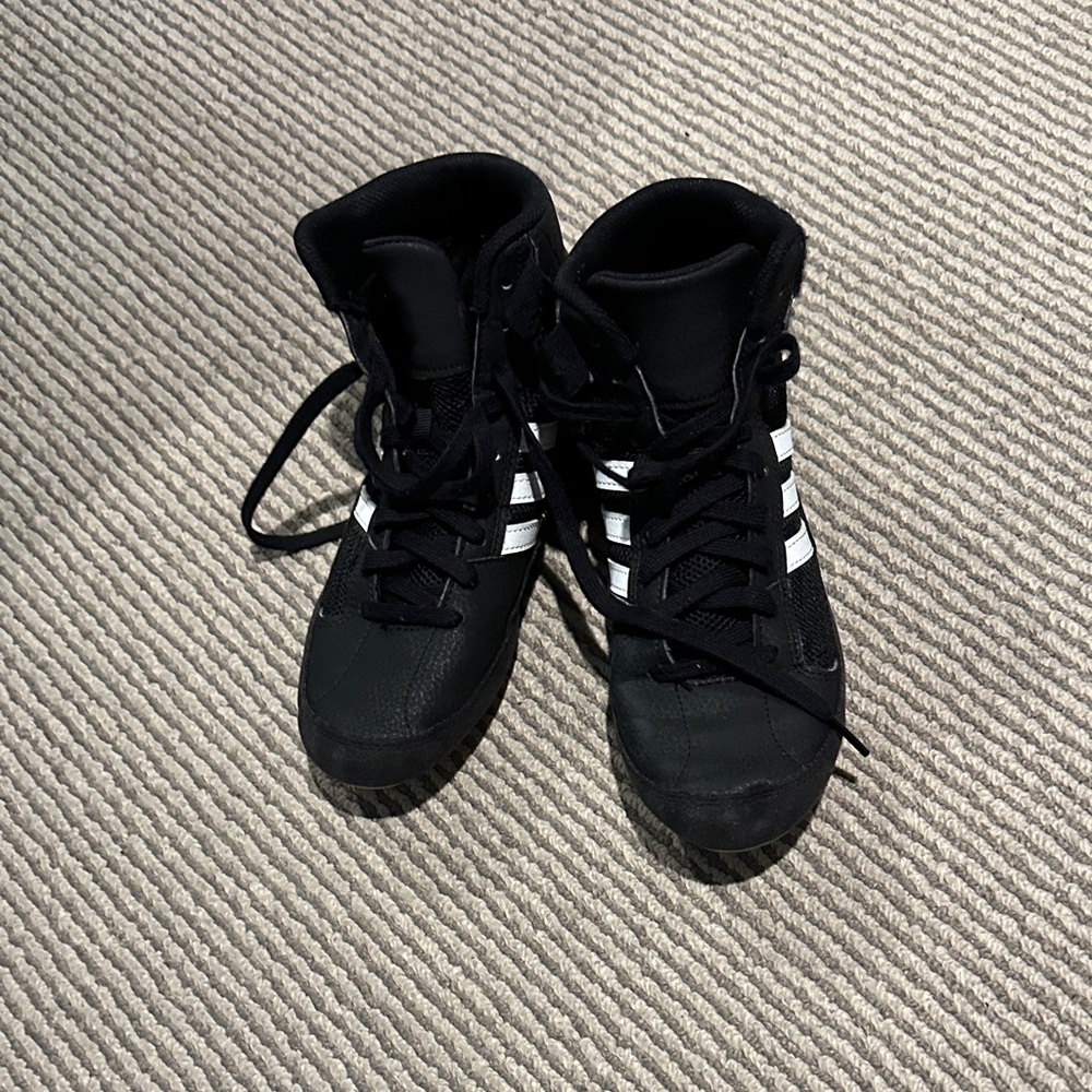 Black and White Adidas Wrestling Shoes